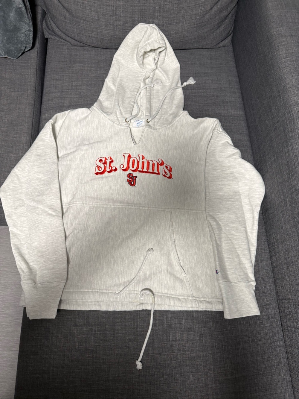 NWT St. John's Red Logo Hooded Sweatshirt - Light Heather